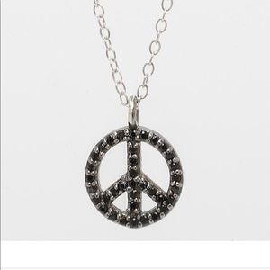 ADORNIA Black Spinel Peace Sign Necklace